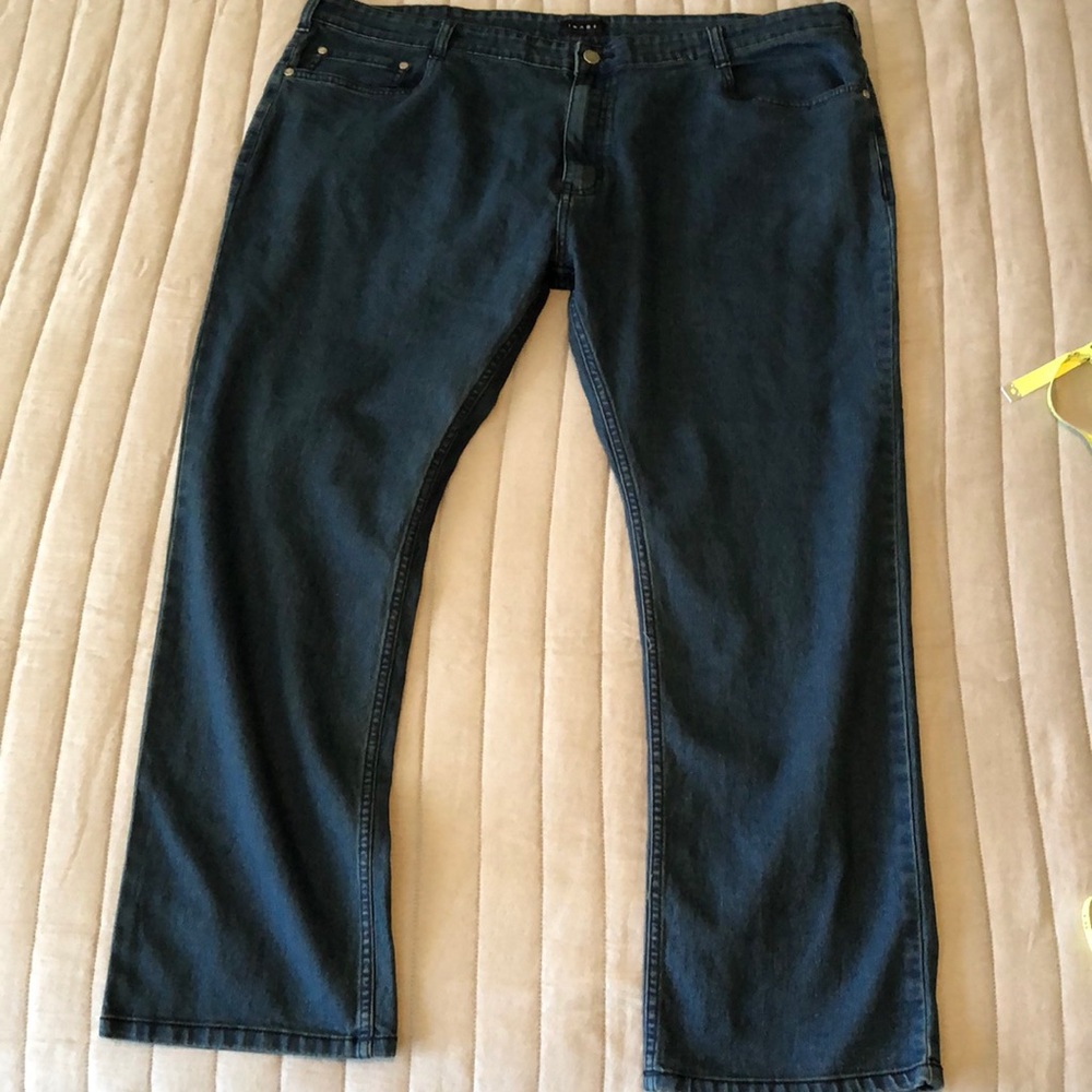 Image dark wash 5 pocket denim jeans, size 40, stretch fabric, Straight leg